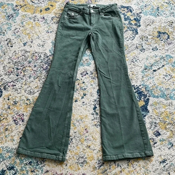 Garage Denim Low Rise Flare Jean Moss green Junior size 9 Retro - Picture 3 of 13